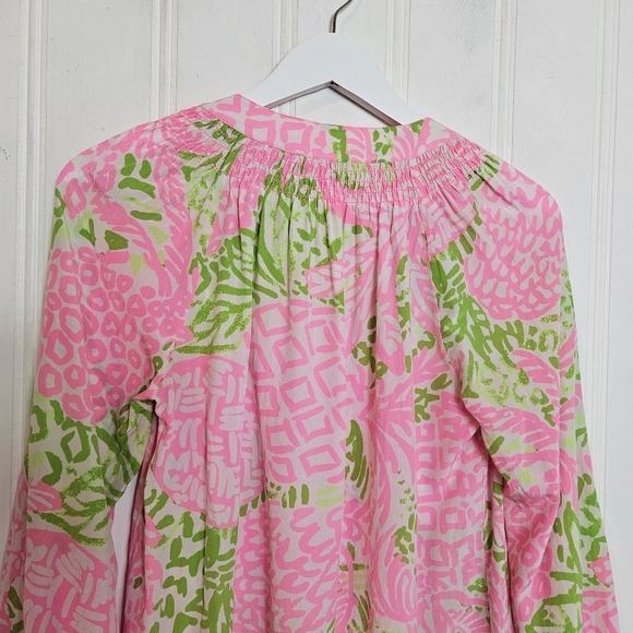 Lilly Pulitzer Elsa Silk Top Home Slice Pink Pineapple XS - Picture 9 of 15
